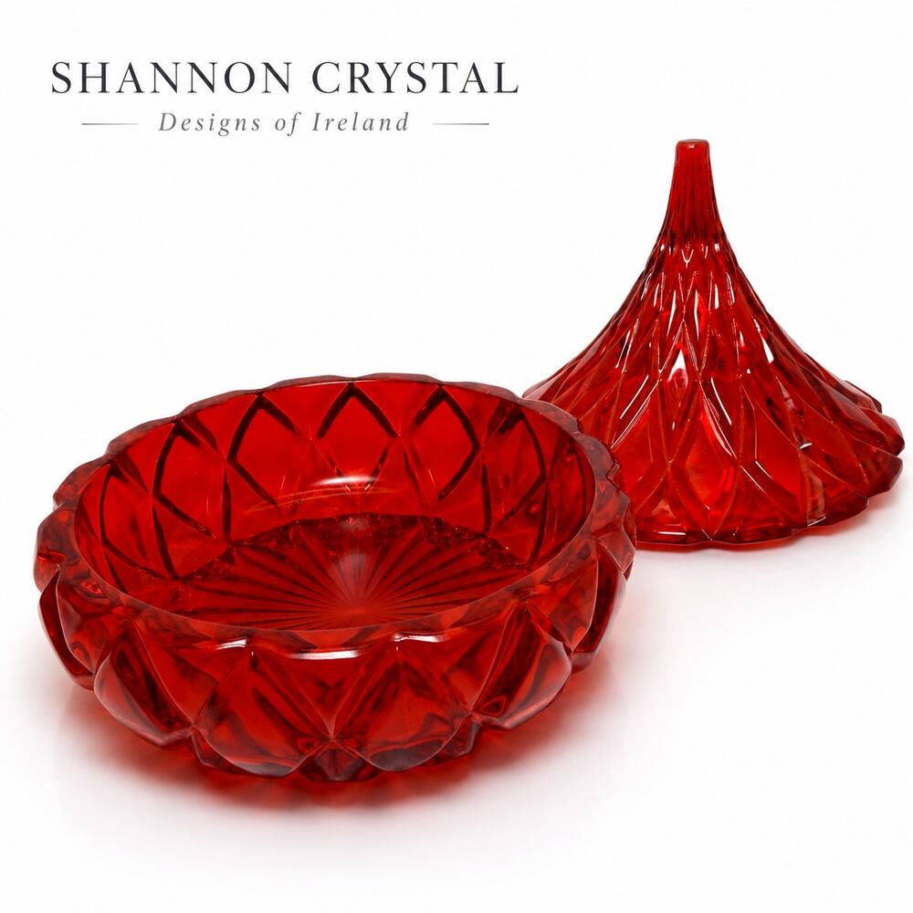 Shannon Crystal Hershey’s Kiss Ruby Red Lead Crystal Covered Candy Dish